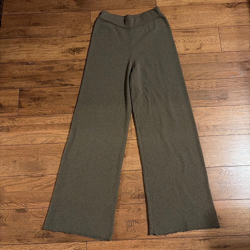 Miou Muse Wide Leg Knit Boucle Lounge Pants Brown Size Medium Cozy